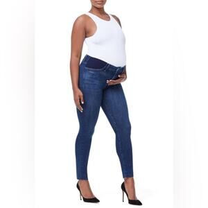 Good American Good Legs Cropped Maternity Jeans Blue 00/24 NWOT